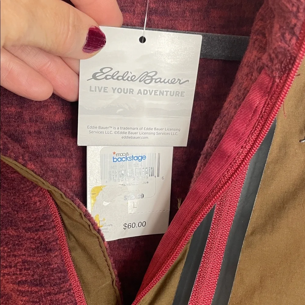 EDDIE BAUER CLOUD LAYER PRO QUARTER ZIP FLEECE PULLOVER ANTI-PILL MAROON SZ L